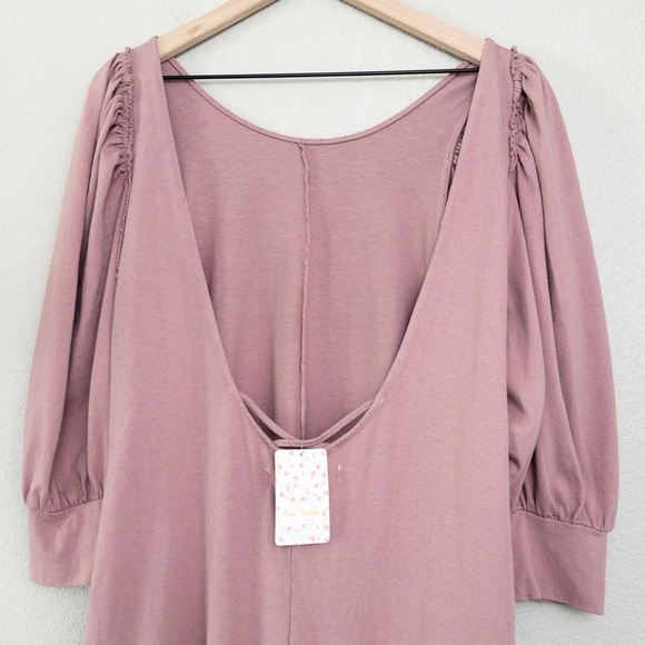 NWT FP Beach Jackie One Piece Jumpsuit M Smoked Roses Jumper Puff Sleeve - Picture 12 of 14